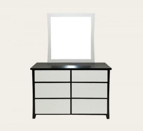 Patrick 6 Drawer Dresser with Mirror (Black & White)
