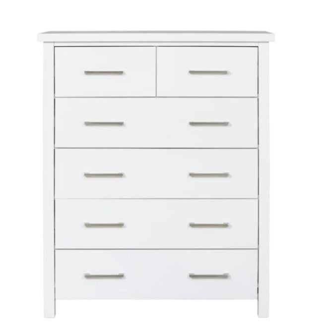 Master White 6 Drawer Tallboy - White