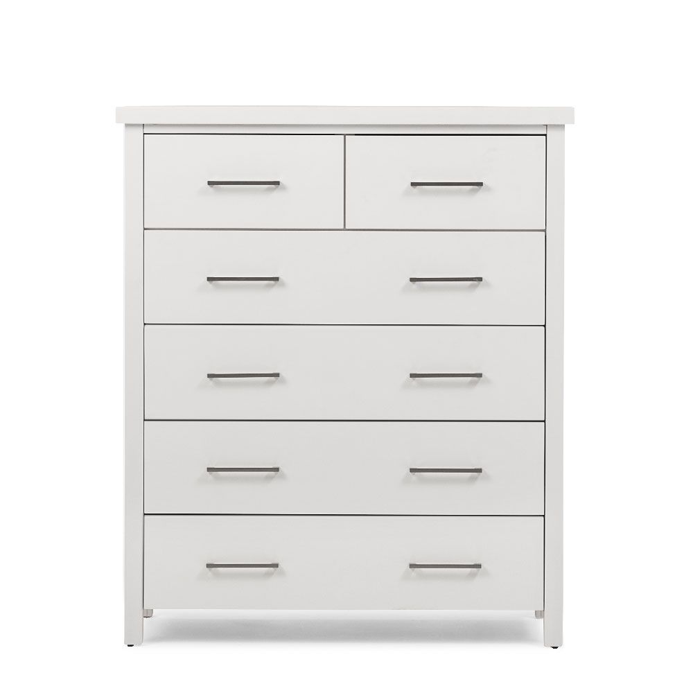 Master White 6 Drawer Tallboy - White