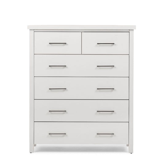 Master White 6 Drawer Tallboy - White