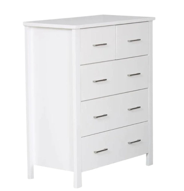 Tina 5 Drawer Tallboy - White