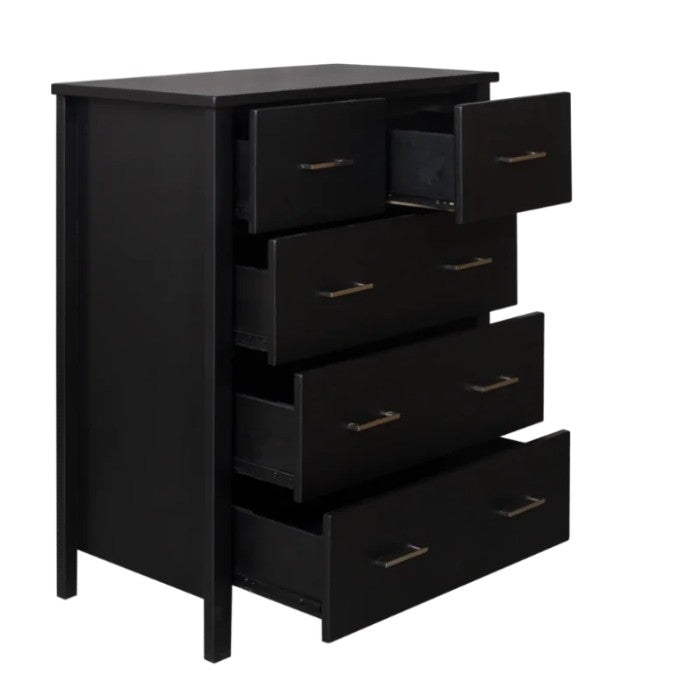 Tina 5 Drawer Tallboy- Choco Black
