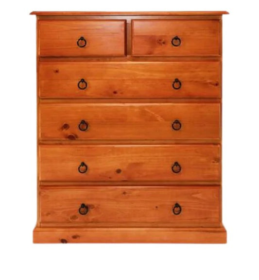 Troy Pine 6 Drawer Tallboy