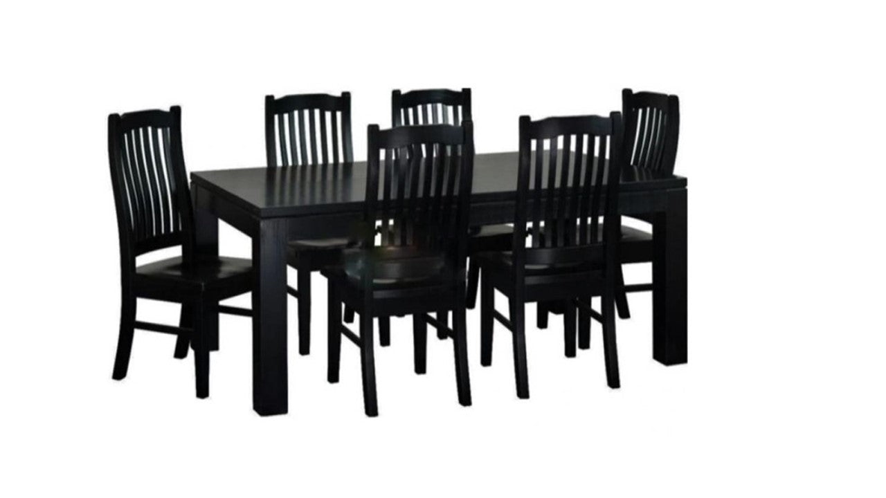 Pine Black 1.8m dining table with 8 Chairs