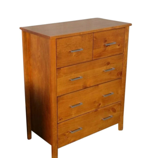 Tina 5 Drawer Tallboy- Honey