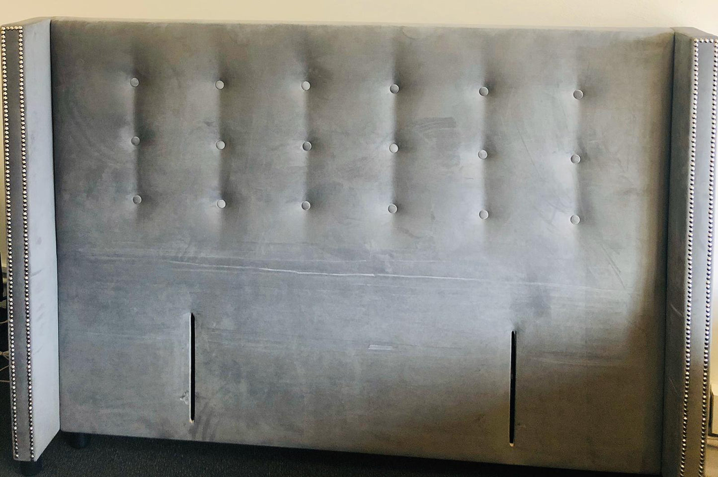 Queen Grey Studded Headboard