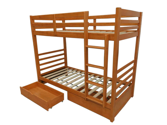 Stella Bunk Bed (S+S)2 Bottom Drawers (Warm Honey) with 2 Mattress
