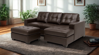 Jessica Corner Sofa with Ottoman (Dark Brown)