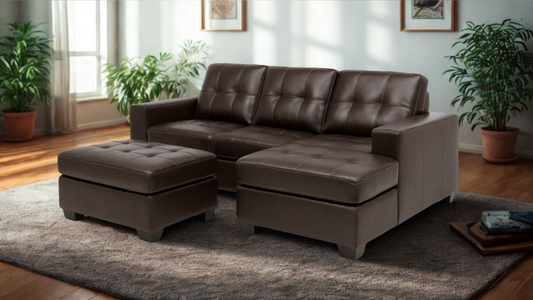 Jessica Corner Sofa with Ottoman (Dark Brown)