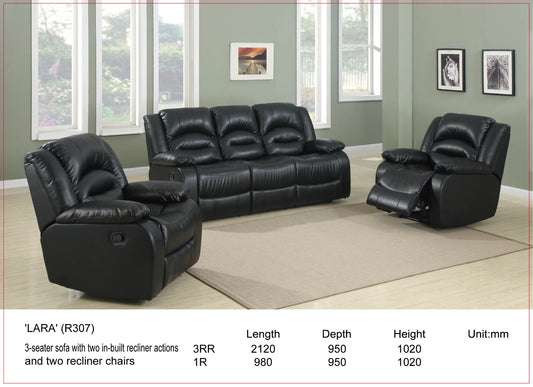 Lara Recliner Suite Black