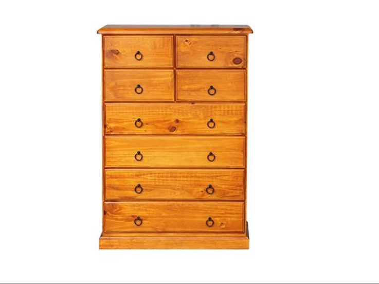 Classic Pine 8 Drawer Tall Boy