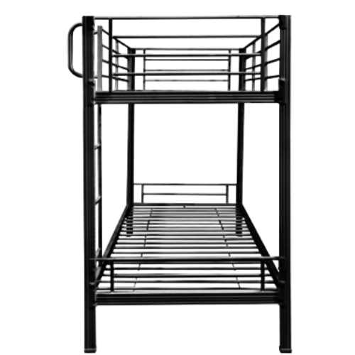 Metal Single - Single Bunk (Black / White) with mattress