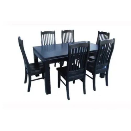 Royal Black Solid wood Dining table with Chairs (1.5m/1.8m Table)