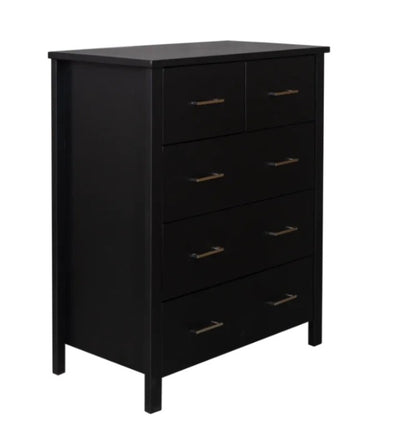 Tina 5 Drawer Tallboy- Choco Black