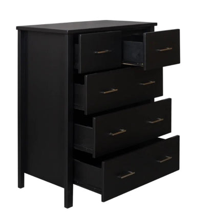 Tina 5 Drawer Tallboy- Choco Black