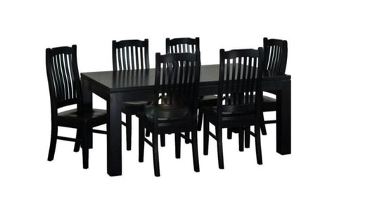 Royal Black 1.8m dining table with 8 Chairs