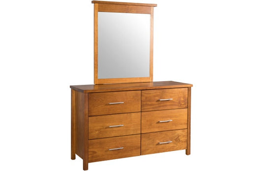 Tina 6 Drawer Dresser with Mirror - Pine