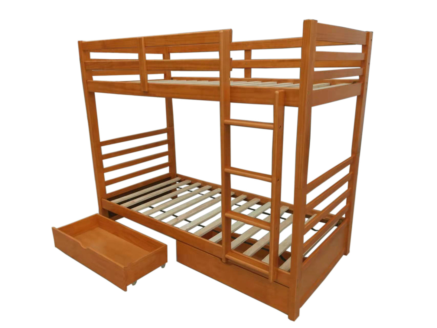 Charlie Bunk Bed (S+S)2 Bottom Drawers (Warm Honey) with 2 Mattress