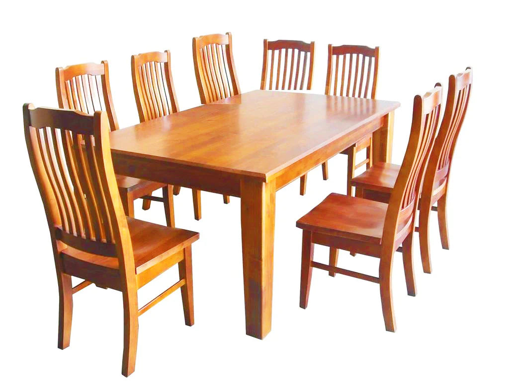 Pine Nature color 2.1m Dining Table with 10 Chairs